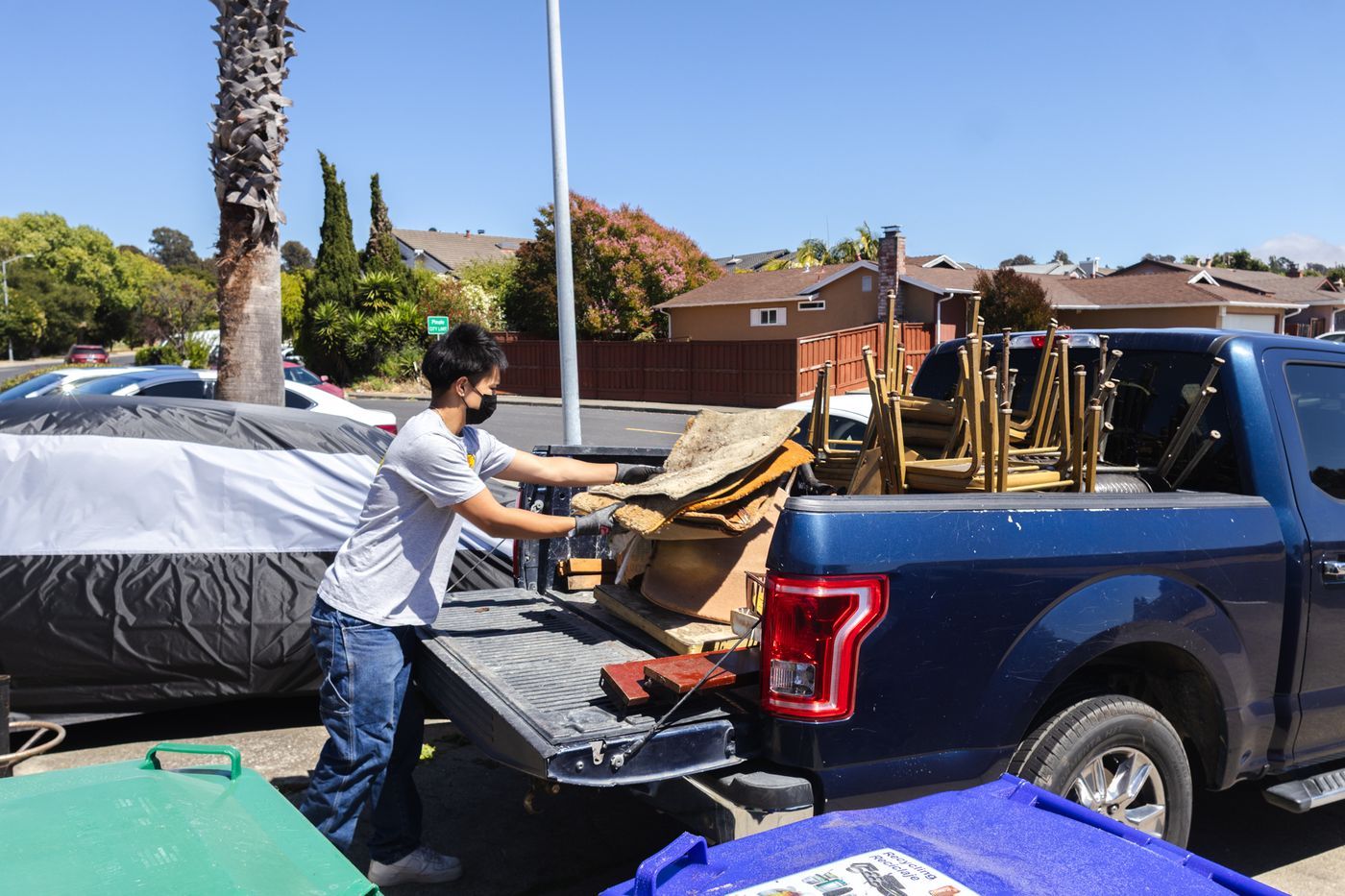 Loading the truck with hauled items